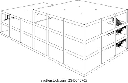 3D illustration of building structure