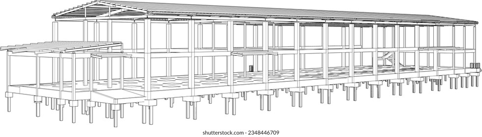 3D illustration of building structure