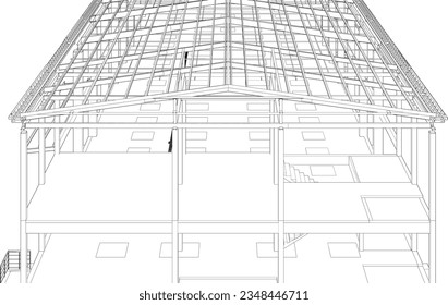 3D illustration of building structure