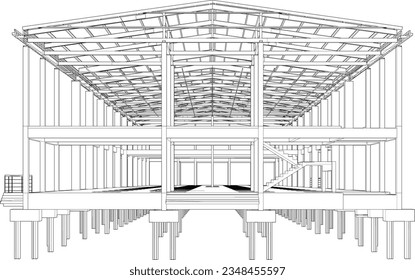 Ilustración 3D de la estructura de construcción