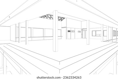 3D illustration of building structure