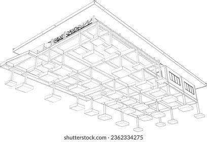 Ilustración 3D de la estructura de construcción