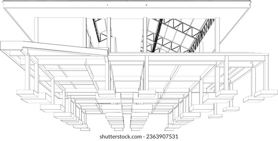 Ilustración 3D de la estructura de construcción