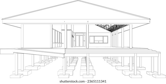 3D illustration of building structure