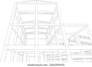 3D illustration of building structure