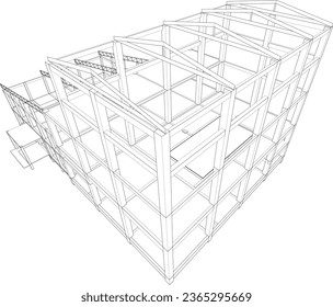 3D illustration of building structure