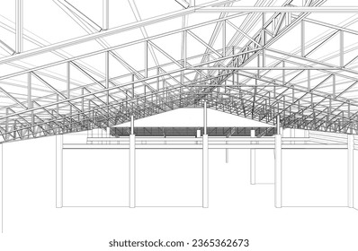 Ilustración 3D de la estructura de construcción