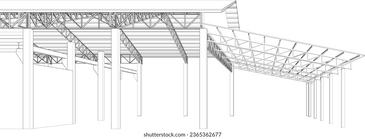 3D illustration of building structure