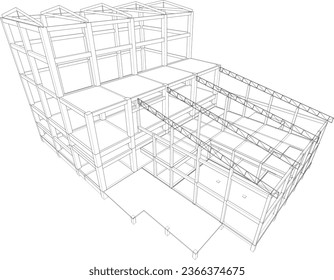 3D illustration of building structure