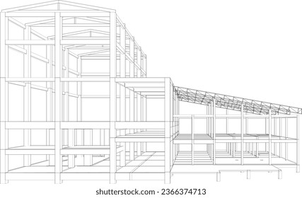 3D illustration of building structure