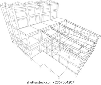 3D illustration of building structure