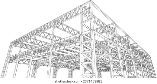 Ilustración 3D de la estructura de construcción