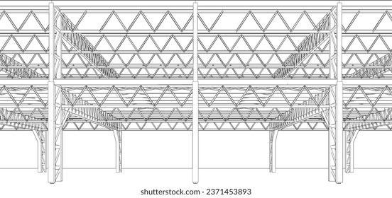 Ilustración 3D de la estructura de construcción