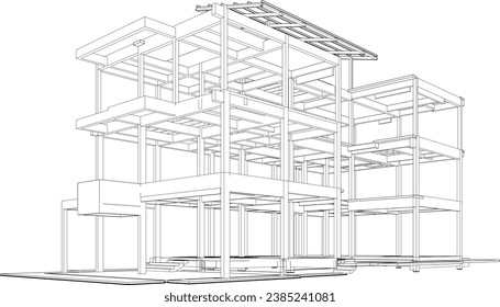 3D illustration of building structure