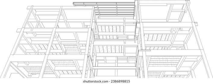 Ilustración 3D de la estructura de construcción