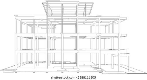 3D illustration of building structure