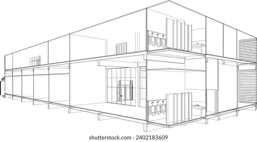 Ilustración 3D de la estructura de construcción