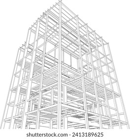 Ilustración 3D de la estructura de construcción