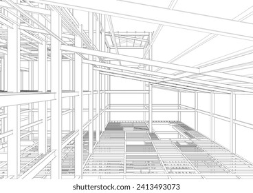 3D illustration of building structure