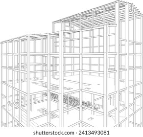 3D illustration of building structure