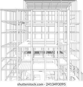 Ilustración 3D de la estructura de construcción