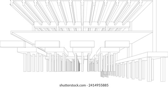 Ilustración 3D de la estructura de construcción