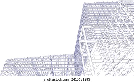 Ilustración 3D de la estructura de construcción