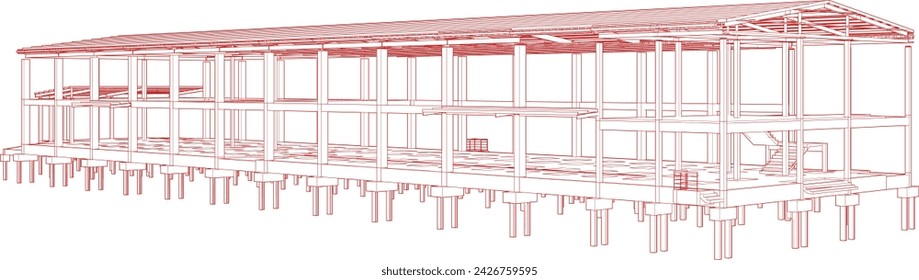 3D illustration of building structure