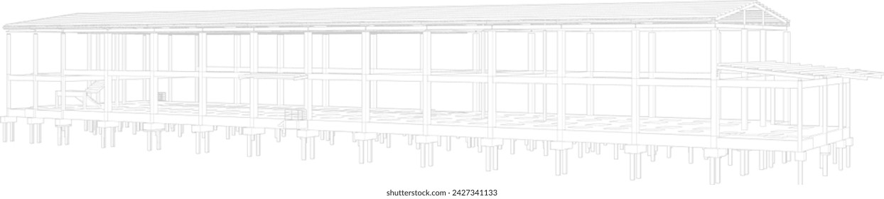 3D illustration of building structure