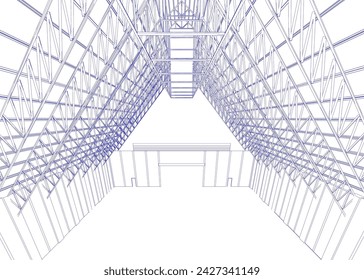 3D illustration of building structure