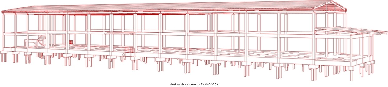 3D illustration of building structure