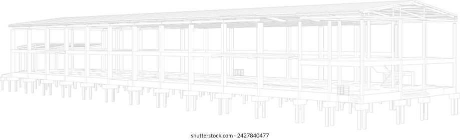 3D illustration of building structure