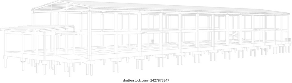 3D illustration of building structure