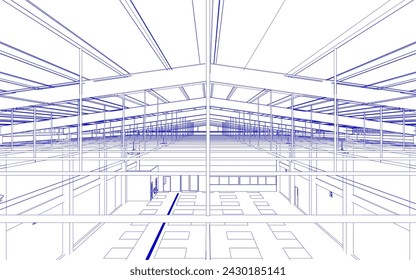 3D illustration of building structure
