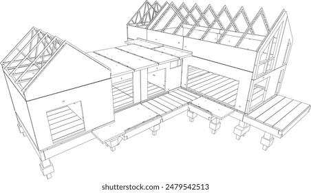 3D illustration of building structure