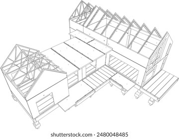 3D illustration of building structure