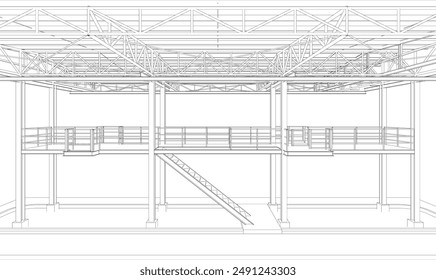 3D illustration of building structure