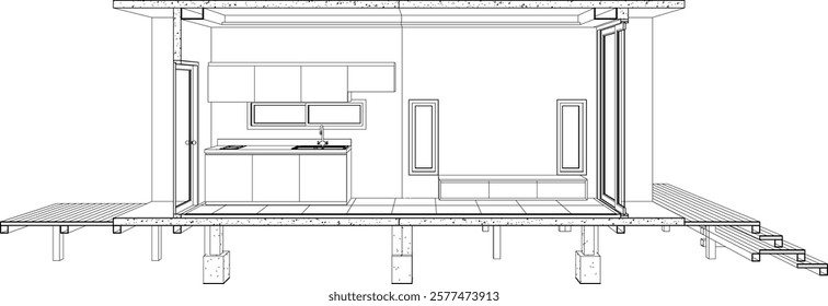 3D illustration of building structure