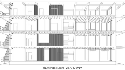 3D illustration of building structure