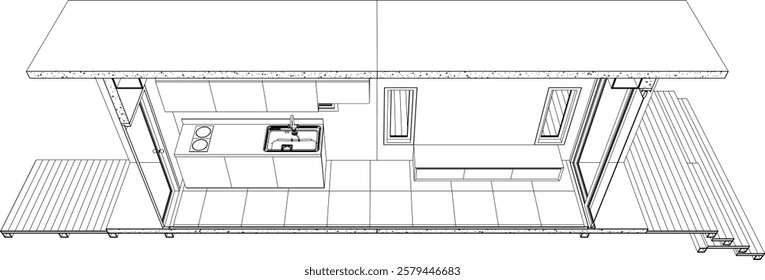 3D illustration of building structure