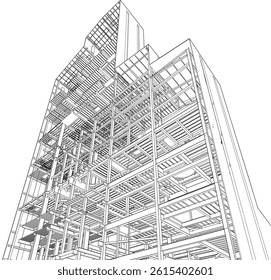 3D illustration of building structure