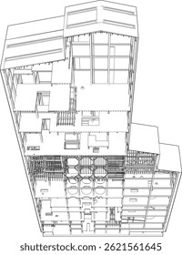 Ilustração 3D da estrutura do edifício