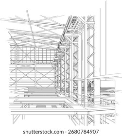 Ilustração 3D da estrutura do edifício