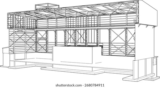 3D illustration of building structure