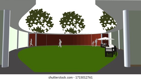 3D illustration of building in vector perspective