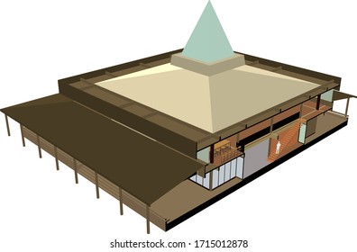 3D illustration of building in vector perspective