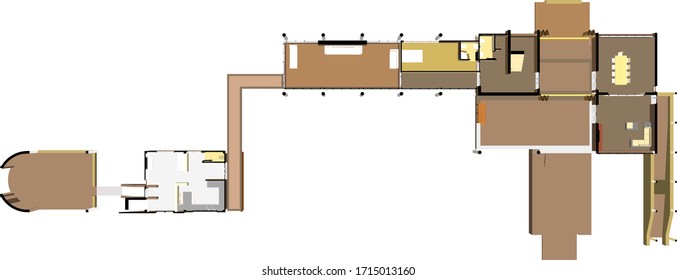 3D illustration of building in vector perspective