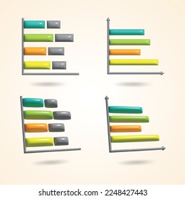 3D Illustration business graph icon, Colors bar chart object statistics finance presentation, Success growth symbol vector. 