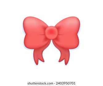 3D illustration of a butterfly ribbon. The bow tie is red. decoration or ornament. Minimalist 3D illustration design. graphic elements. vector assets