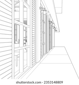 Ilustración en 3D de café y proyecto residencial